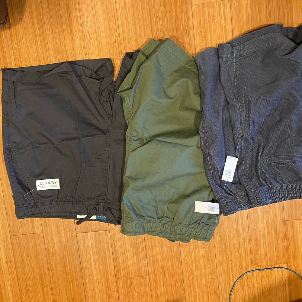 THREE PAIRS Old Navy Men's Shorts - Black, Green, and Gray
